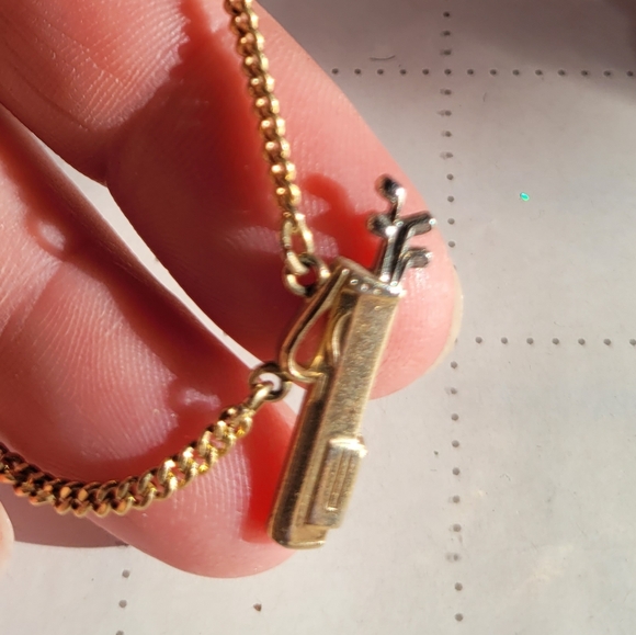 VTG Gold Silver Tone Tie Clip Golf Bag Charm Men's - Picture 4 of 4
